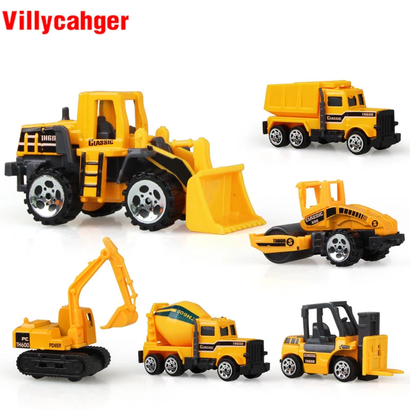 

6pcs/set Diecast Mini Alloy Construction Vehicle Engineering Car Dump-car Dump Truck Model Classic Toy Mini Gift for Boy