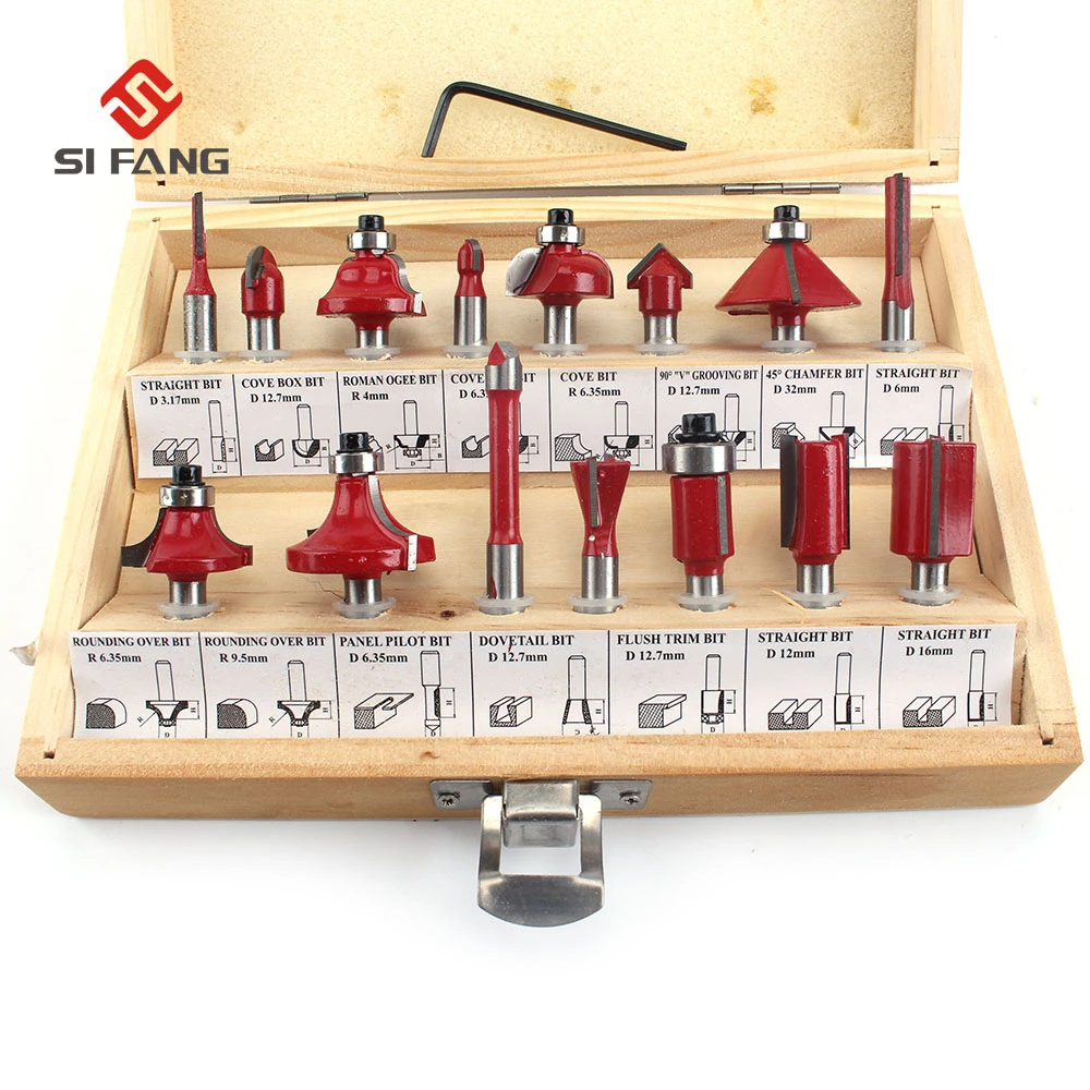 Ecarke 15Pcs 1/4Shank Tungstène Router Bit Tool Set pour le travail du bois du bois Ecarke 15Pcs 1/4Shank Tungstène Router Bit Tool Set pour le travail du bois du bois