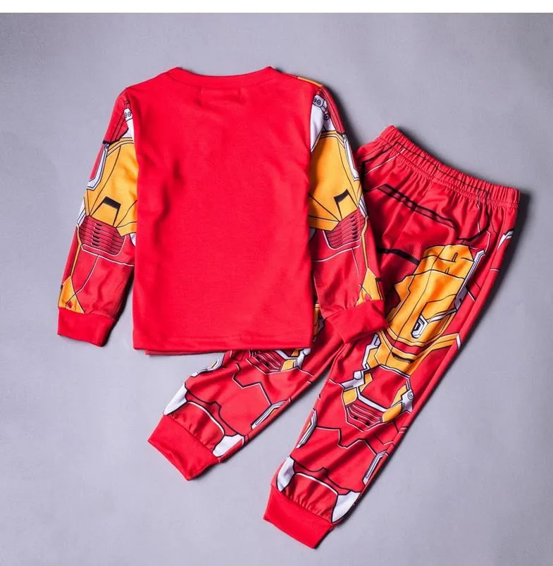 Коллекция года, Детские хлопковые пижамы с изображением Капитана Америки, Железного человека, Человека-паука пижамы для мальчиков Детский комплект одежды с супергероями, M-1858