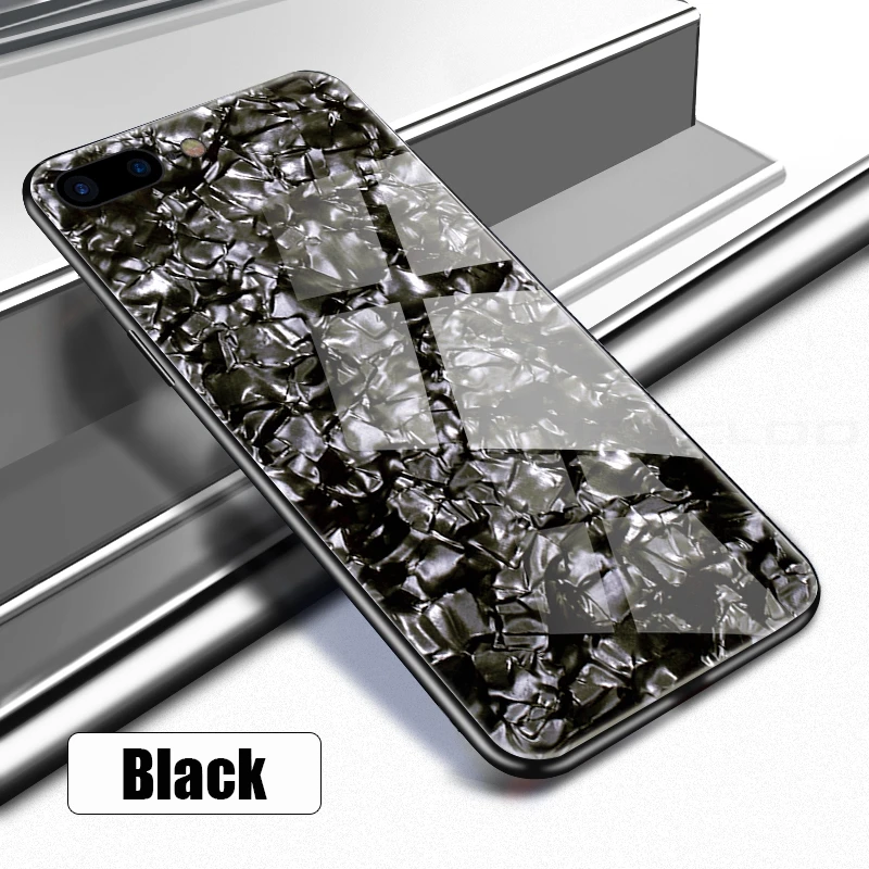 Для iPhone XS MAX XR 7 6S 8 Plus 6 Plus чехол из закаленного стекла чехол для iPhone X Прекрасный жесткий чехол мягкий силиконовый бампер - Цвет: Черный