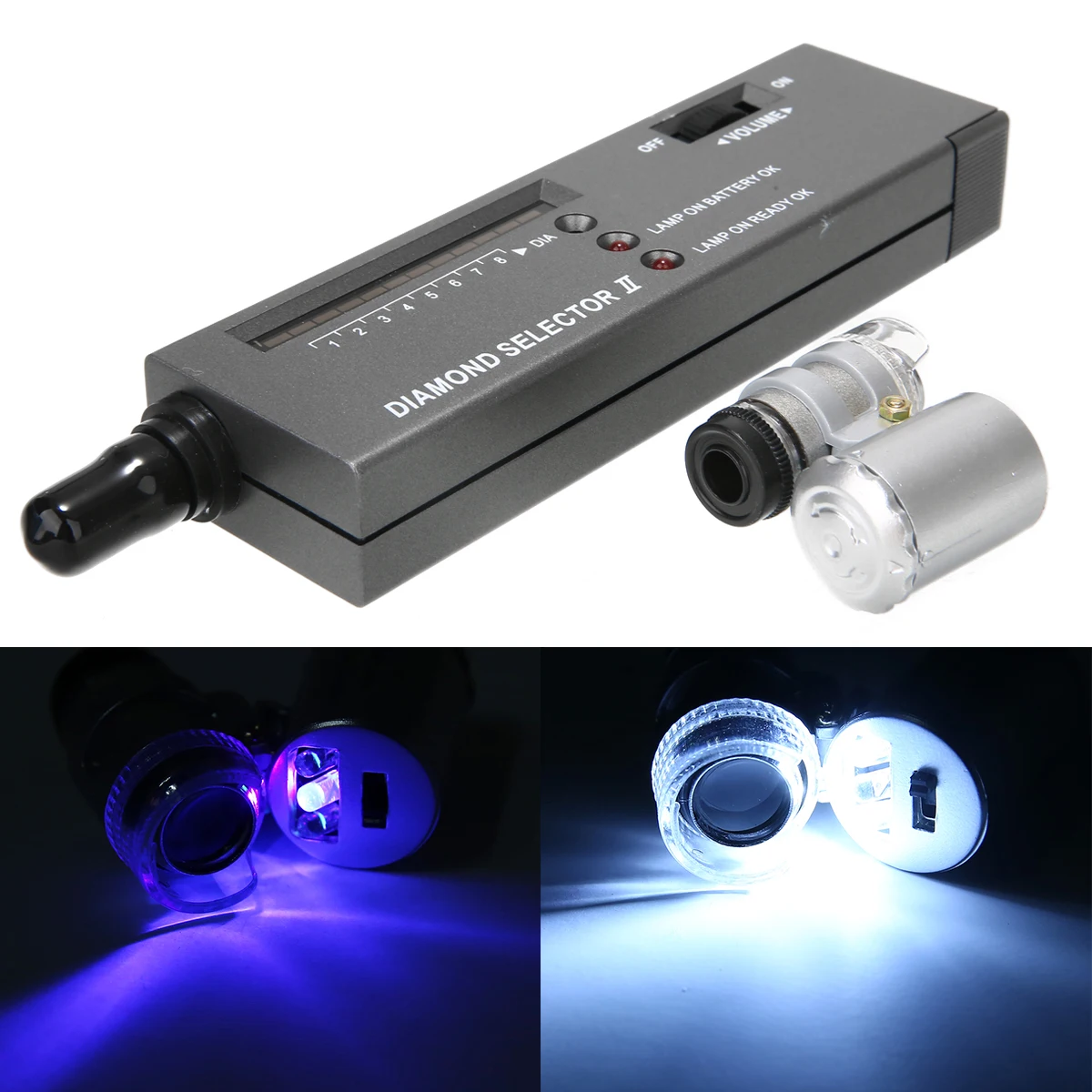 Portable Diamond Tester with 60X Illuminated,Jewelers Eye Loupe