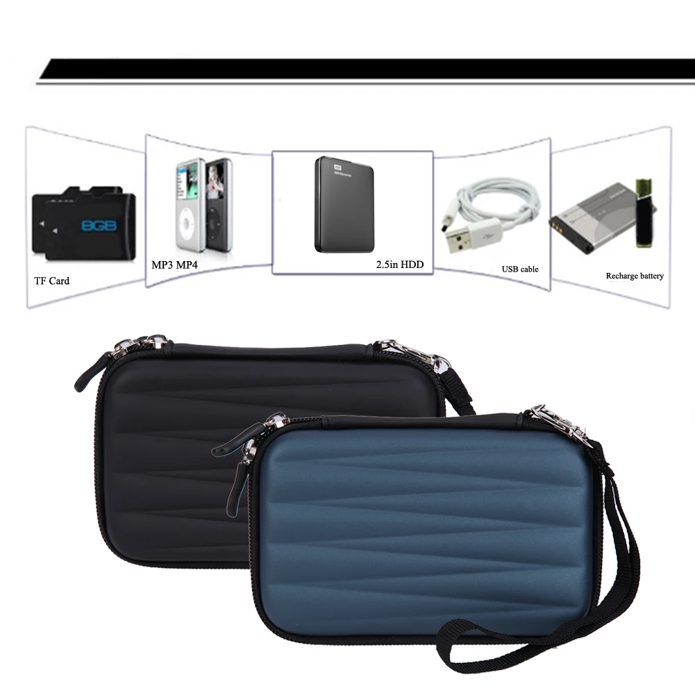 

Portable Hard EVA PU Carrying Cover Case Pouch Bag for 2.5 inch HDD External Storage Hard Drive Carrying Case Black Blue Newst