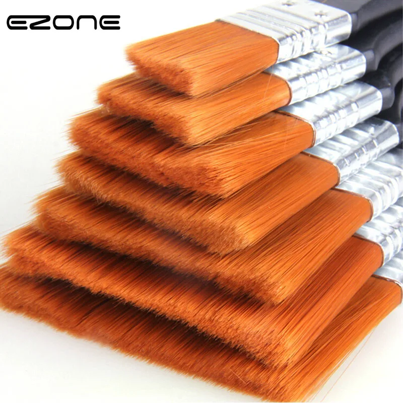 Koop EZONE Zwart Nylon Haar Schilderij Borstel Met Aluminium Buis Interface Houten Penhouder Olie Aquarel Gereedschap Kunst Levert