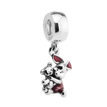 Подходит для браслетов Pandora Piglet Beads с Прозрачной Эмалью Cerise Стерлинговое Серебро ювелирные подвески