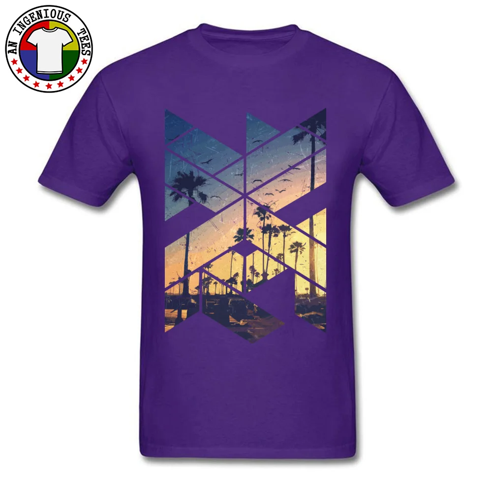 cosie T Shirt Classic Round Collar Vintage Palm Beach Geometric Cotton Men Tops Tees Family Short Sleeve Tees Drop Shipping Vintage Palm Beach Geometric purple