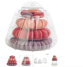 

4 Tier PVC Macaron Stand with carry-out box wedding macaron box Pastry dessert stand holder for wedding birthday party