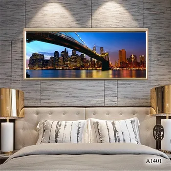 

New York Brooklyn Bridge Canvas Prints Painting Night View Cityscape Oil Painting on Canvas Wall Art Picture for Home Decor