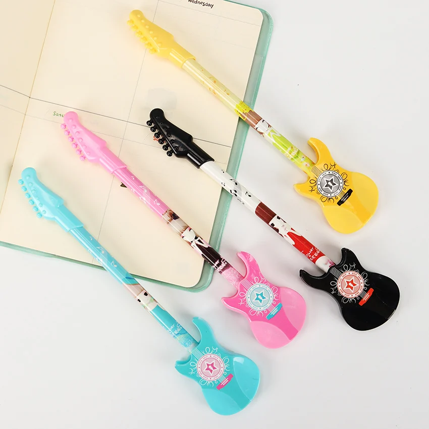 

1PC 0.38mm Black Ink Gel Pen Cute Kawaii Plastic Gel Pen Kawaii Guitar Pens for Writing Kids Novelty Gift School Supplies