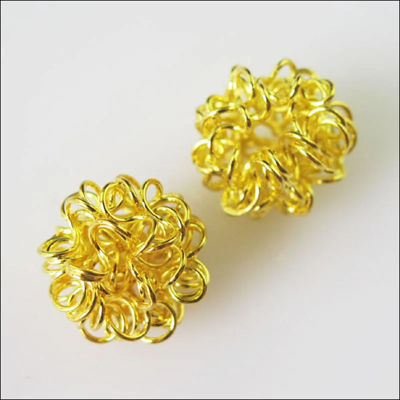 

8Pcs Golden Plated Round Winding Hollow Spacer Beads Charms 12mm