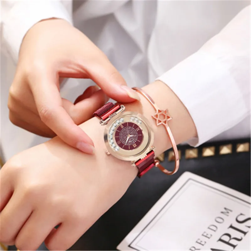 

2019 New Waterproof Fashion Women Dress Watches Ladies Quartz Wrist Watch Butterfly Dial Rose Gold Magnet Mesh Female Clock Gift