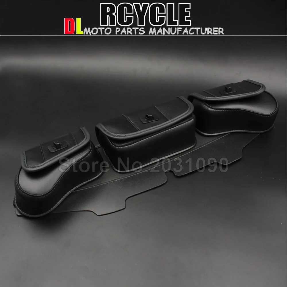 Negro 3 кармана Moto Carenado Parabrisas Bolsa Para Для Harley Electra Glide Street Bike Touring 1996-2013 Motocicleta