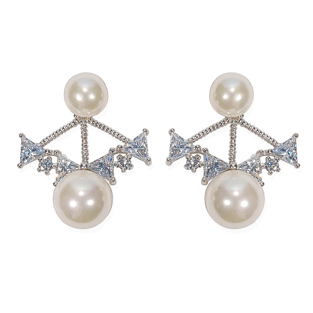 TrinketSea 2017 New Arrival 925 Sterling Silver Pearl Stud Earrings