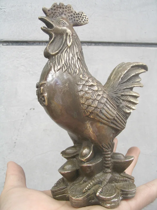 

0116P [old craft ] Fast shipping Dominant wealth cock Rooster bronze statue (A0314)