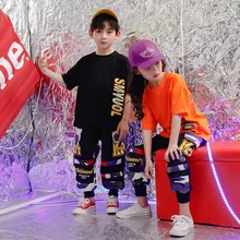 Детская одежда в стиле хип-хоп танцевальные костюмы для девушек куртка для мальчиков укороченный топ, рубашка в клетку штаны для бега одежда для бальных танцев Одежда для танцев