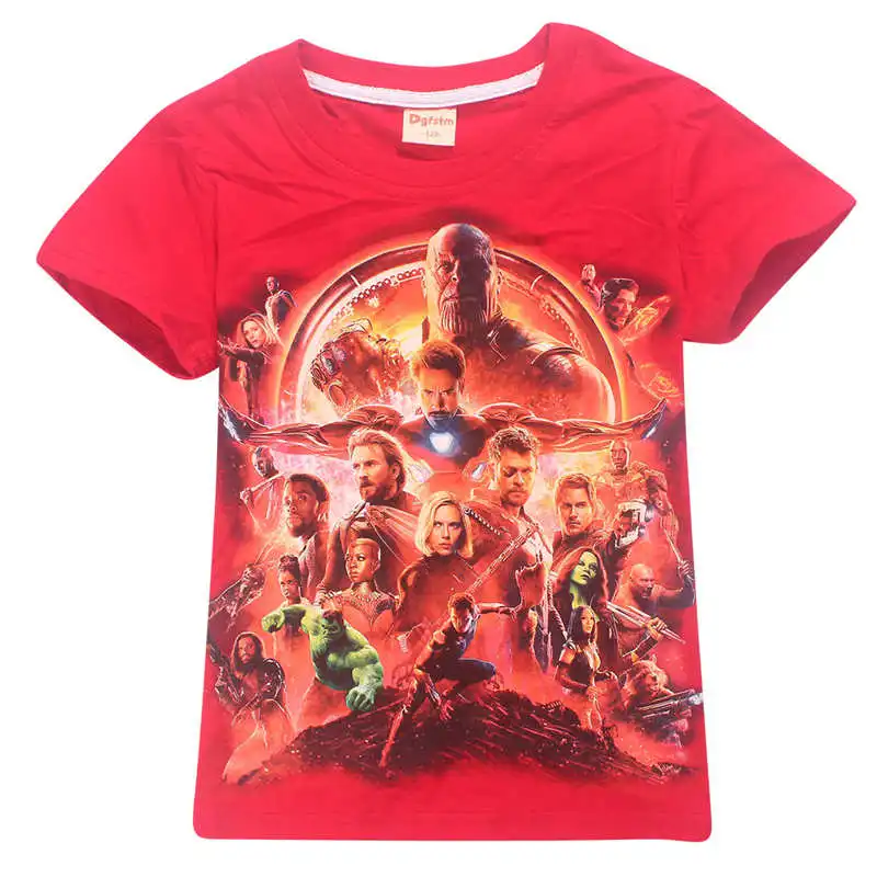 Коллекция года, летняя детская футболка одежда для мальчиков футболки для девочек с героями мультфильма «мстители», «бесконечные войны», «супергерой», «танос», «Халк», «Ниндзяго» - Цвет: Красный