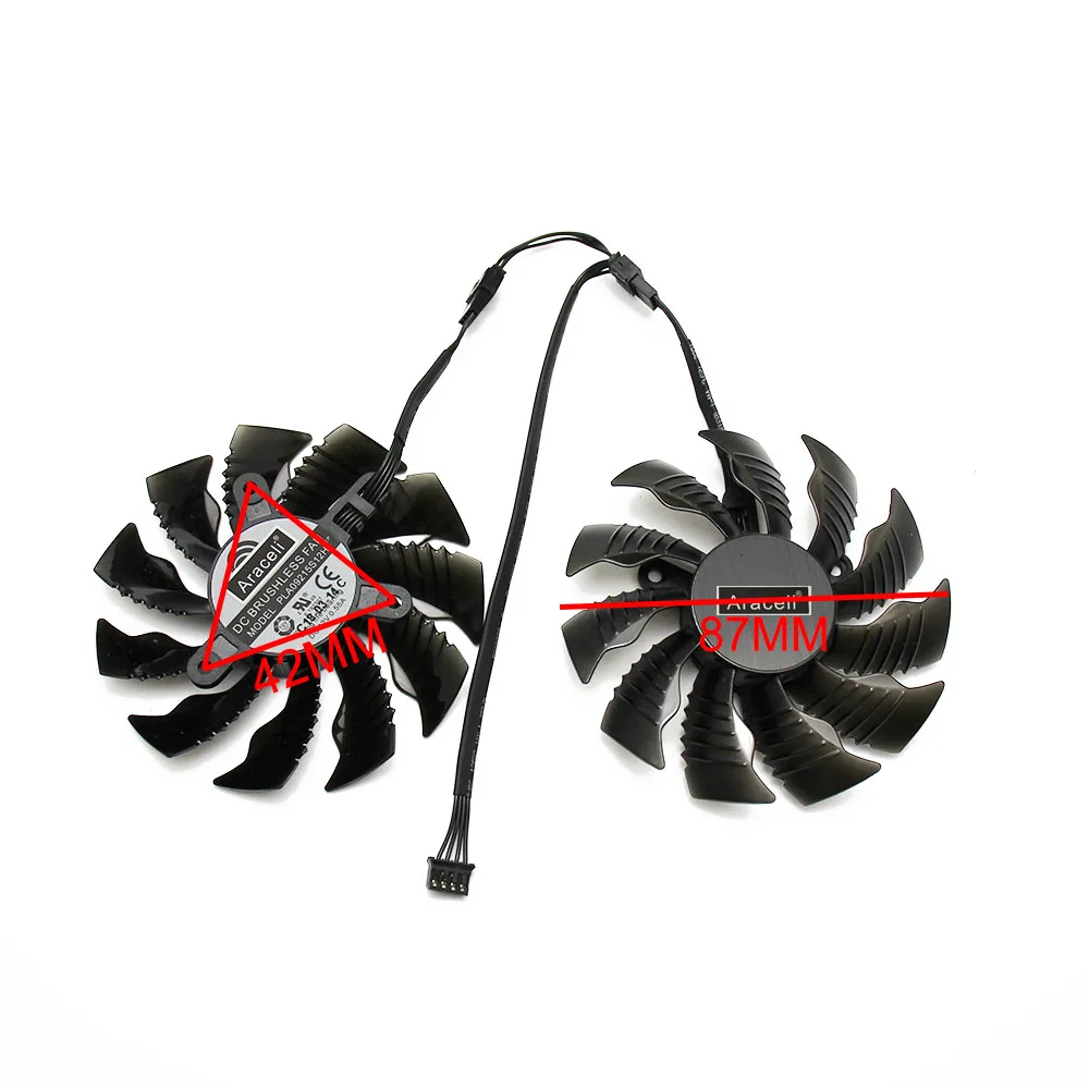 87mm T129215SU PLA09215S12H 4Pin 42mm Cooler Fan For Gigabyte GeForce GTX 960 GTX 950 R9 390 380 Graphics Video Card Cooling Fan