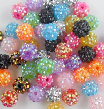 

Free Shipping200Pcs Mixed 12x10mm 14-Color AB Acrylic Rhinestone Resin Disco Shambhala Spacer Beads Fit Bracelet Earring