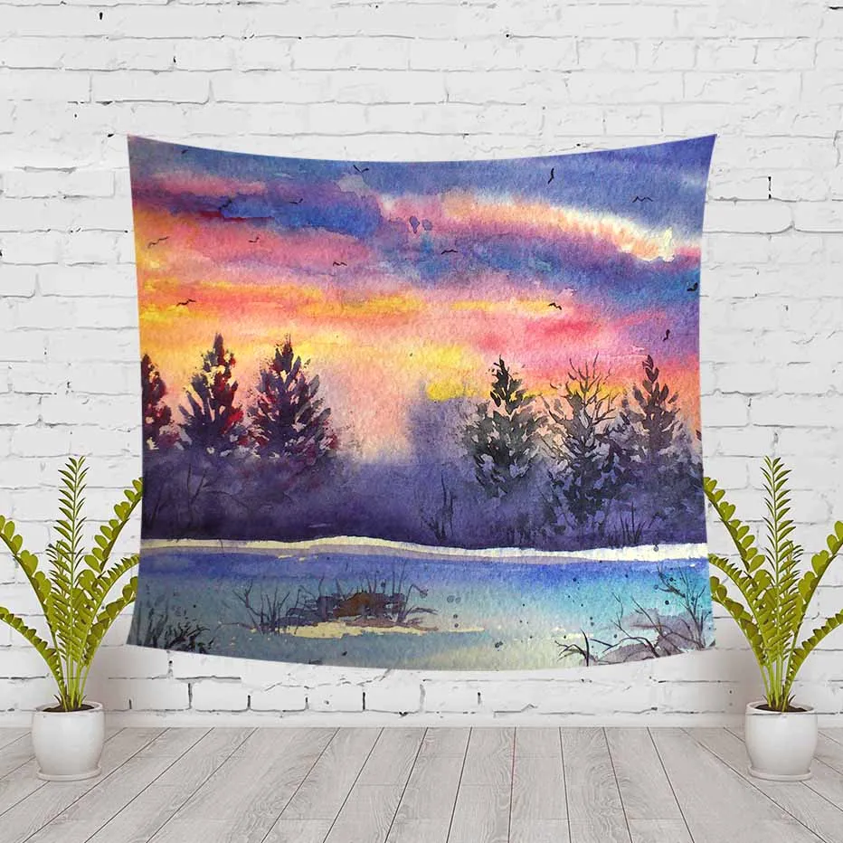 

Amazing Graceful Evening Jungle Trail Beautiful Sight Printed Wall Hanging Tree Natural Scenery Tapestry Living Room Decor