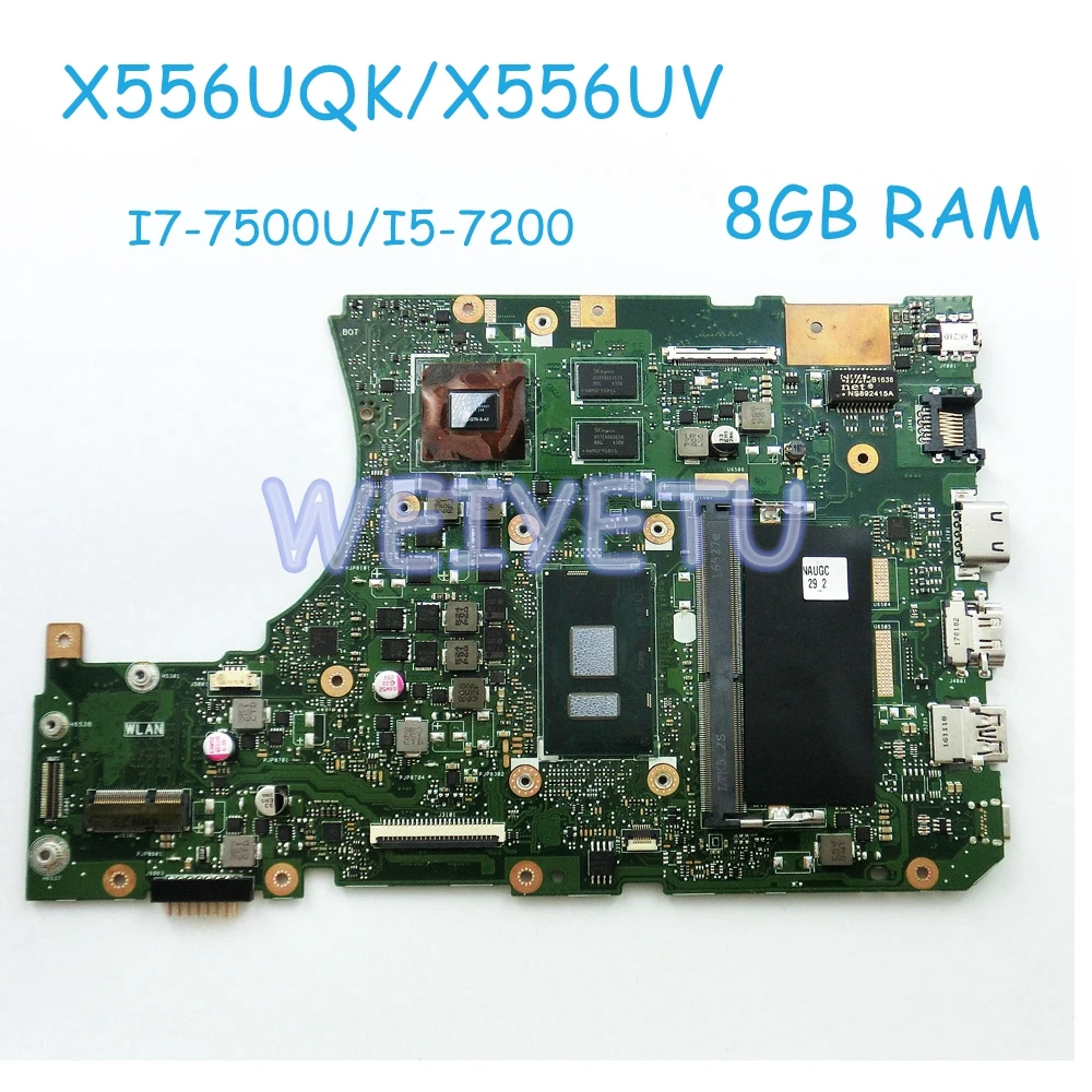 

X556UQK MB._8G/I7-7500U/I5-7200/AS mainboard For ASUS X556UQK X556UV MB X556U Laptop Motherboard 100% tested free shipping