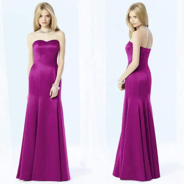 Sweetheart Fuchsia Satin Bridesmaid Dresses Maid of Honor Dresses