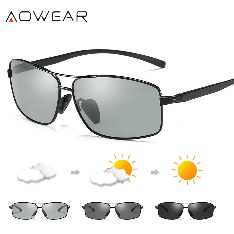 Солнцезащитные очки AOWEAR Мужские поляризационные фотохромные хамелеон меняющие