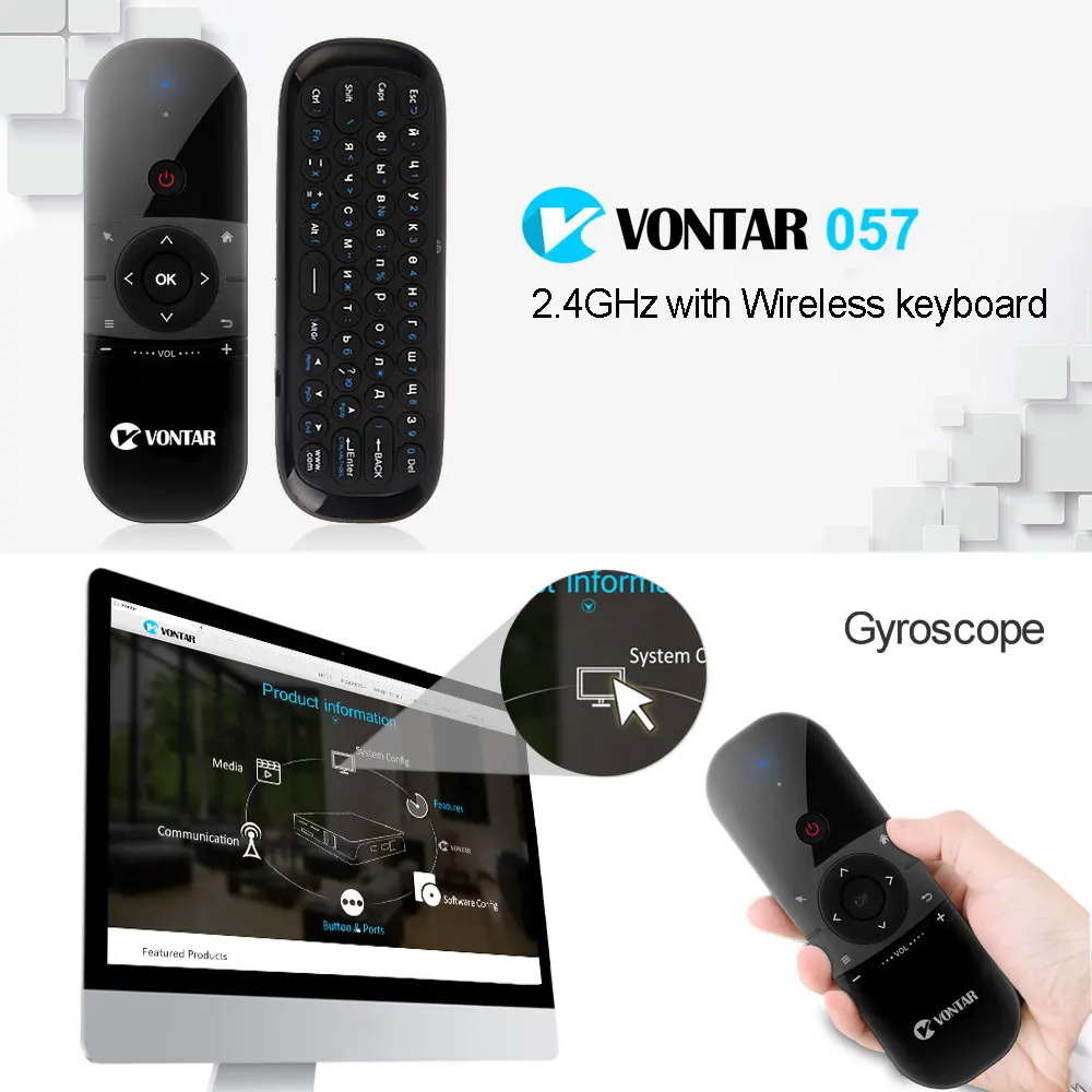 Беспроводная клавиатура VONTAR Air Mouse Гироскопический датчик 2 4G дистанционное