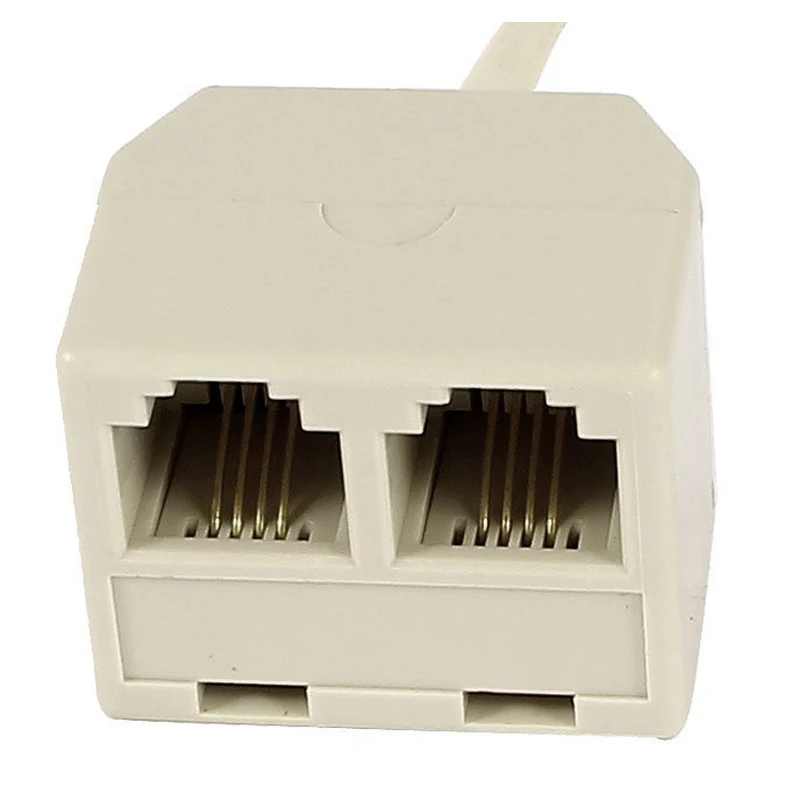 

RJ 11 6P 4 C connector 2 x jack port M / F splitter phone adapter cable beige