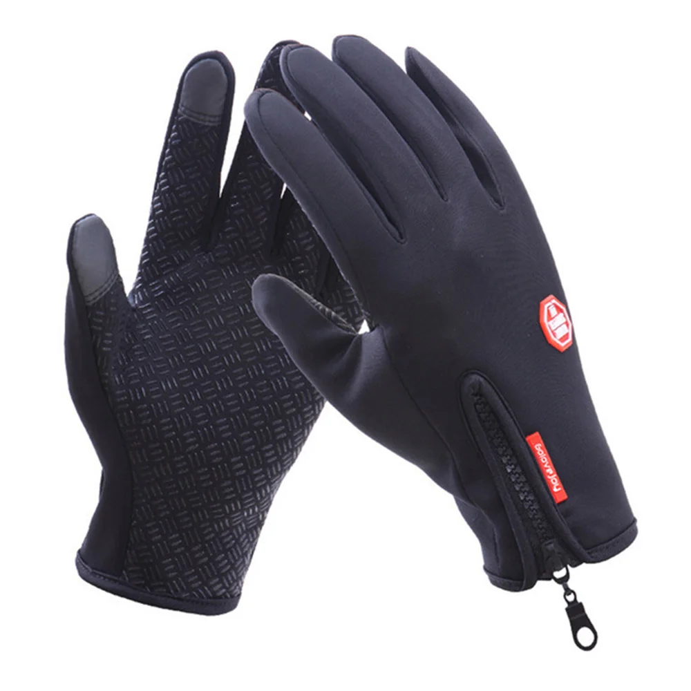 Флисовые Мотоциклетные Перчатки Водонепроницаемые Guantes Moto с сенсорным экраном теплые зимние перчатки ветрозащитные перчатки мотоциклетные Черные Серые - Цвет: DB02 Black