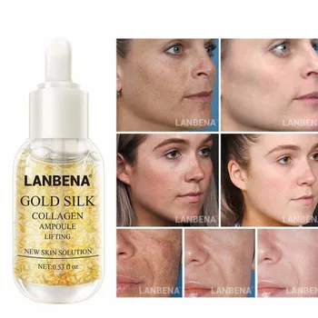 

Gold/SILVER LanBeNA Silk Face Serum Collagen Ampoule Pure Foil Essence Serum Anti Wrinkle Anti-Aging Serum TSLM2
