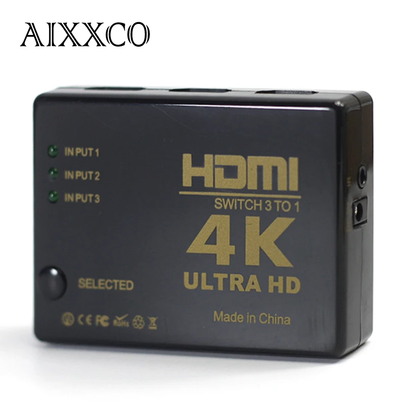 

AIXXCO 4K*2K 1080P HDMI Video Audio Signal Splitter 3 Input 1 Output Switch Switcher For DVD/PS4/HDTV
