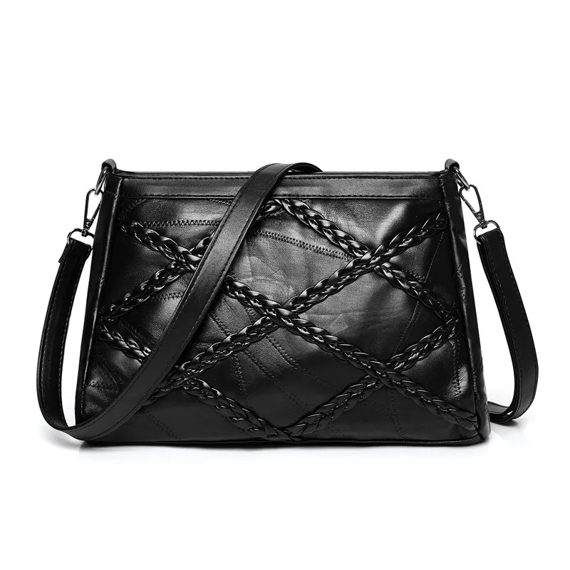 

BXJZHTLRZK Female Genuine Leather Messenger Bag Fashion Casual Patchwork Metal Shoulder Bag Durable Soft Sheepskin Leather bag