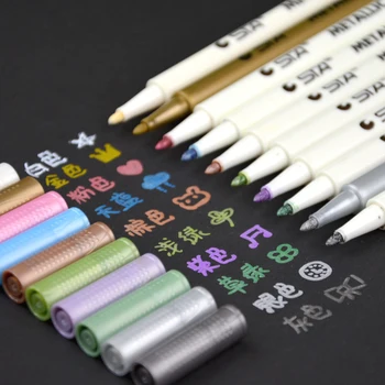 

(10color/lot) Metal Paint Pen Marker Photo Graffiti Pen DIY Photo Albums Stationery Watercolor Pen For Black Paper