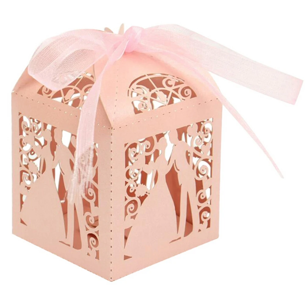 

50/30Pcs/Lot Mr & Mrs Wedding Candy Box Sweets Gift Favor Boxes with Ribbon Party Event Decoration Supplies Pearlescent Colorful
