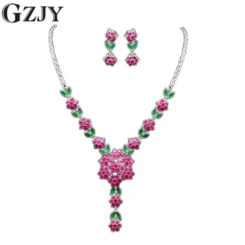

GZJY Elegant Beautiful Flowers White Gold Color AAA Zircon Bridal/Wedding Jewelry Sets For Women