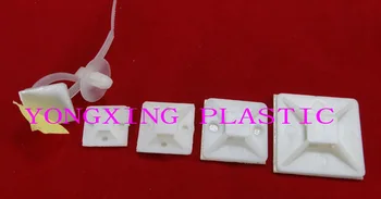 

40pcs/lot 3M glue nylon adhesive tie mounts 20*20;25*25;30*30;40*40 yellow color mixed in bag