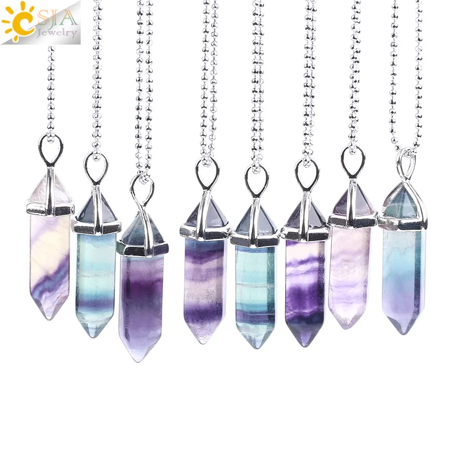 Hexagonal Natural Quartz Stone Crystal Pendant Manual Fluorite Necklace Women