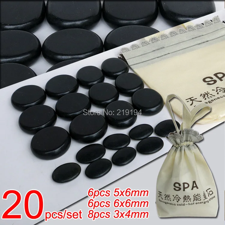 

New! 20pcs/set Hot stone SE pendant set Beauty Salon SPA with thick canvas bag CE and ROHS
