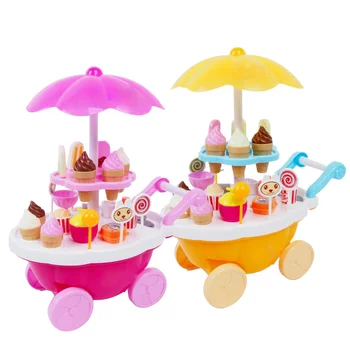 

Children Kid Simulation Small Carts Miniature Sweet Candy Ice Cream Cart Shop Supermarket Playing Educational Home Toy Brinquede