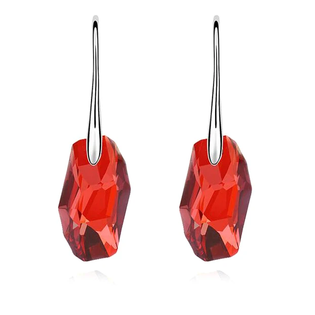 Женские длинные серьги капли с австрийскими кристаллами Swarovski цвет белый золотой