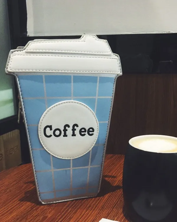 Забавная Модная личность милая кофейная чашка дизайн буквы хит цвет клетчатая мини-сумка на плечо с цепочкой дамская сумка-мессенджер кошелек
