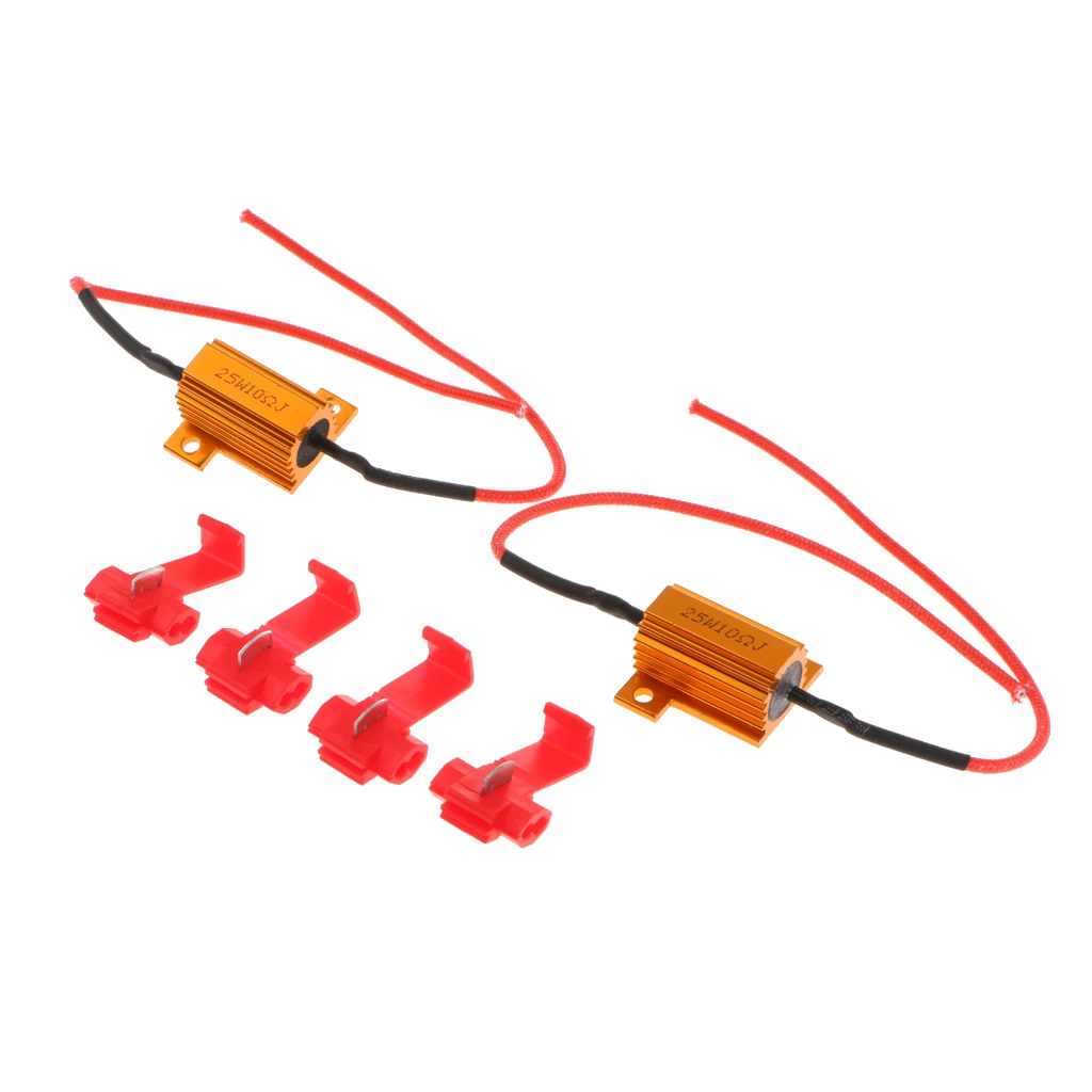 1 Pair 12V 25W 10Ohm Load Resistor To Fix Turn Signal  Flash Car Accessories