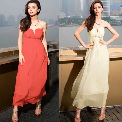 Free Shipping 2013 Summer Ladies' elegant Bridal Long Dress Sexy Sleeveless Evening Party V-shaped Lace | Женская одежда