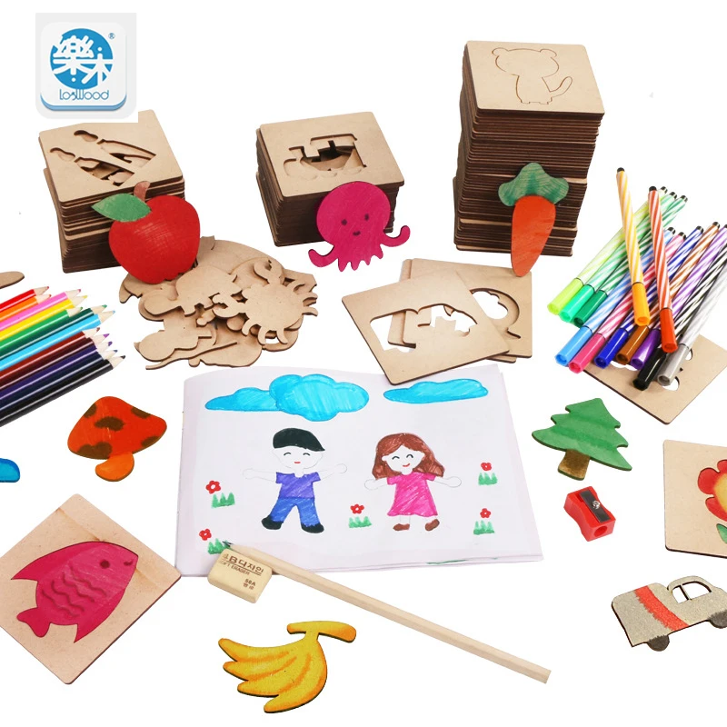  Wooden drawing toys set school paint tools Drawing toy board Paint Tools Educational Coloring Book Paint Learning Coloring