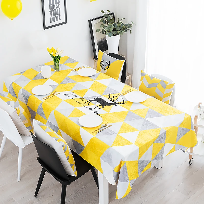 

Geometry Yellow Northern Europe Light Extravagant Velvet Table Cloth Rectangle Tea Table Make Up Platform Flannelette Do