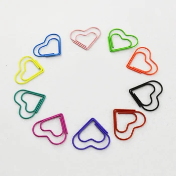 

kwaii heart shaped paperclips clamp 10pcs cute metal clip cute bookmark office binding supplies