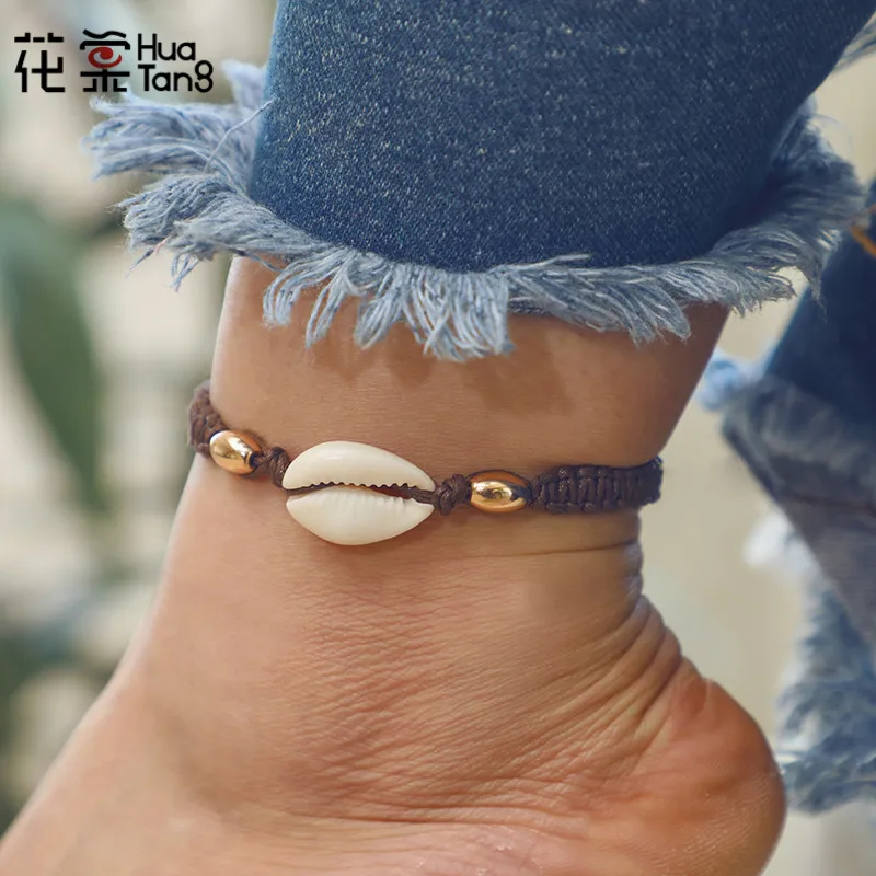 

HuaTang Bohemian Geometric Rope Adjustable Anklets Shell Pendant Anklets for Women Charming Foot Chain Anklet Jewelry 6769