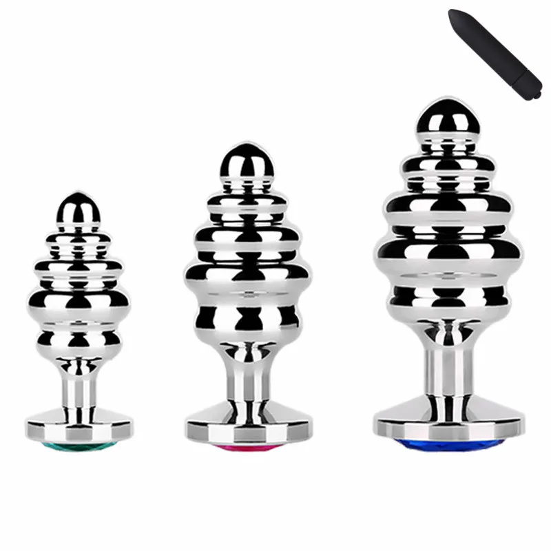 Large medium small as 1 set metal anal beads butt plug four leaf cover thread round jewelry insert anus SM no vibrator sex toy | Красота и