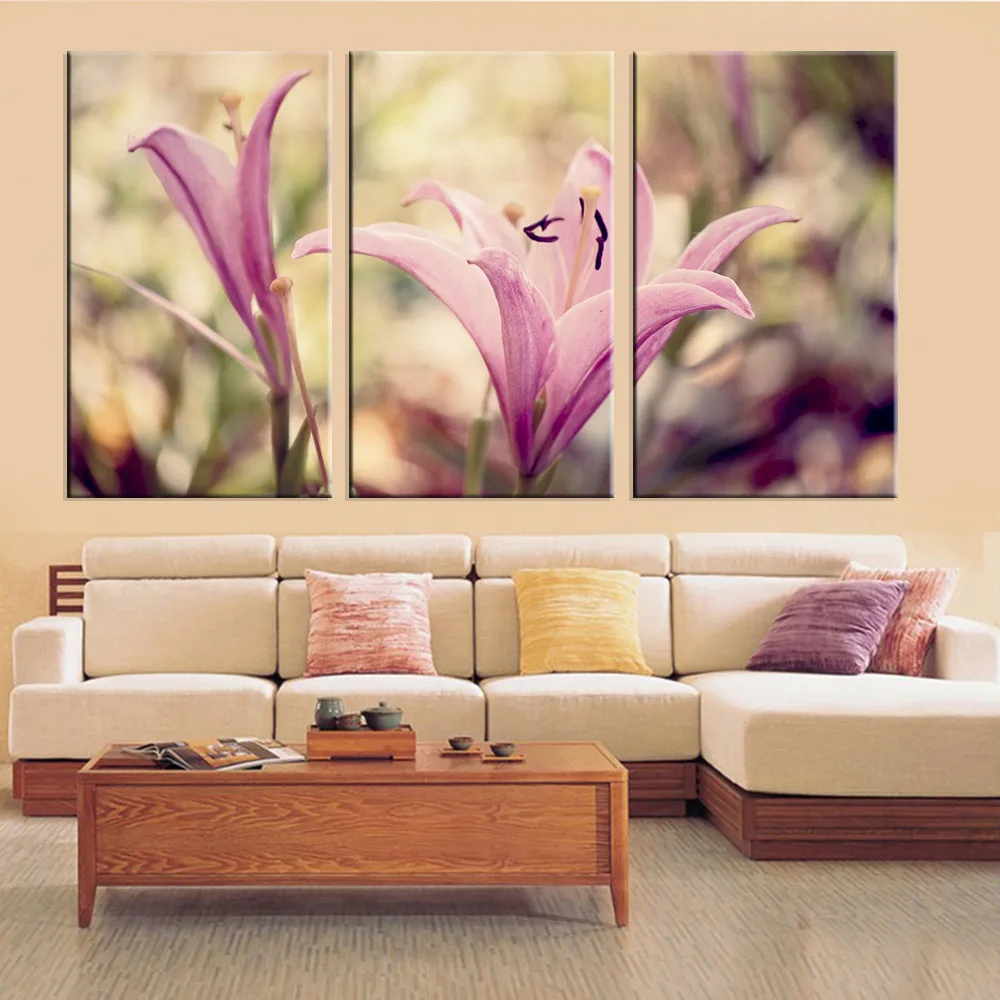 Unframed Canvas Painting Purple Flower Oil Painting Wall Picture Poster