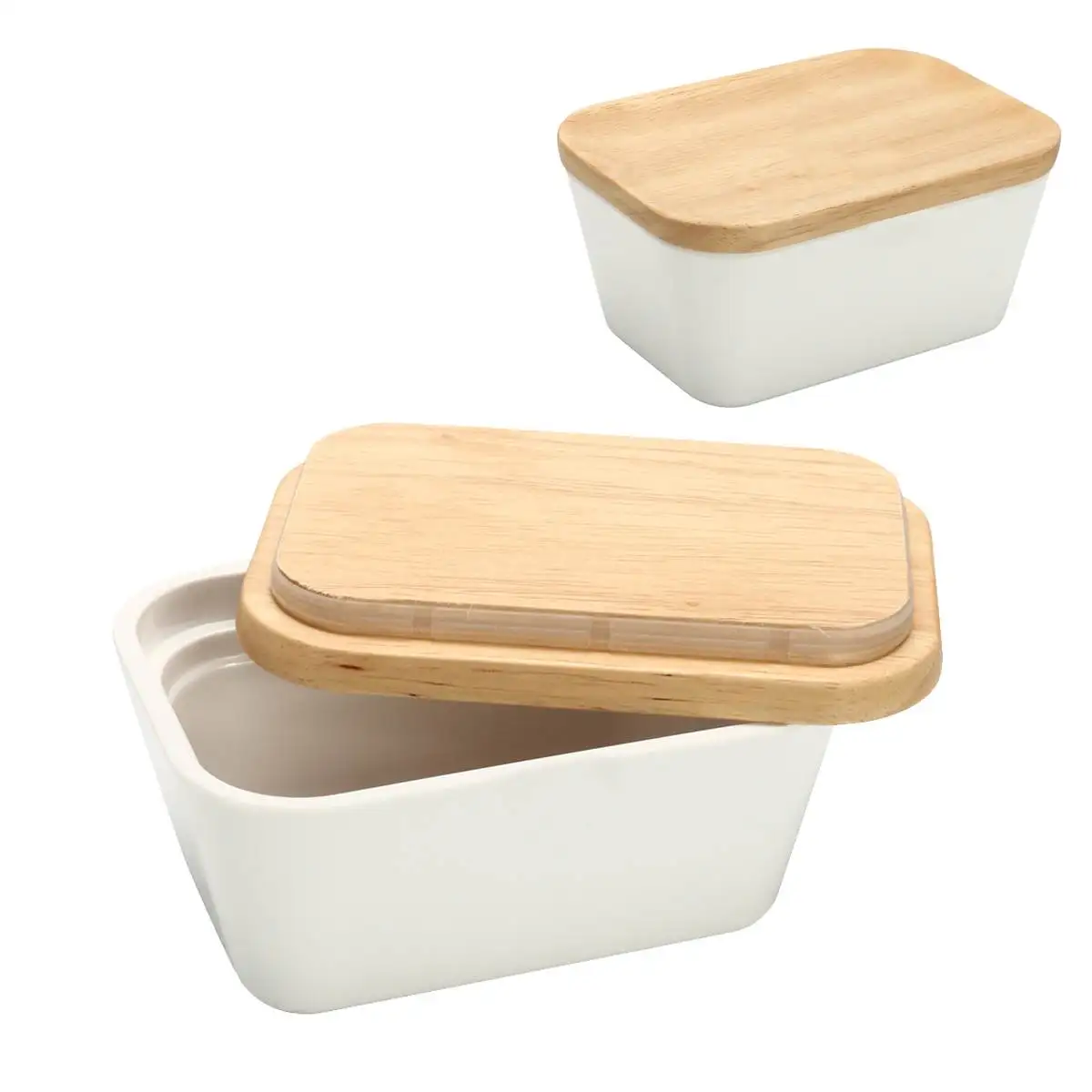 

250/500ml Cheese Butter Storage Holder Box Dish with Lid Container Hotel Kitchen Tools Dinnerware Wood Melamine Serving Box