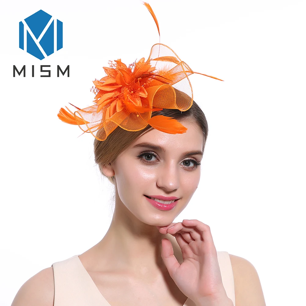 M MISM, женские элегантные заколки для волос, заколки для волос, полый цветок, бисер с перьями, резинки для волос, пряжа, Коктейльные, вечерние, свадебные аксессуары для волос